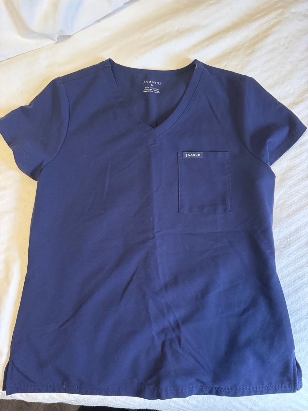 Jaanuu Navy V-Neck Scrub Top with Chest Pocket
